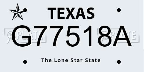 G77518A Texas License Plate