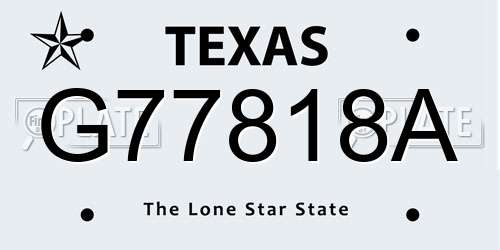 G77818A Texas License Plate