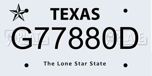 G77880D Texas License Plate