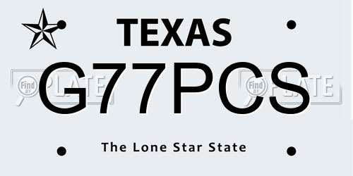 G77PCS Texas License Plate