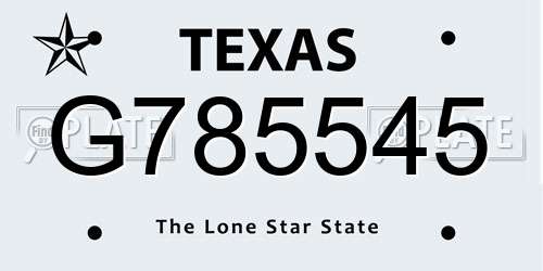 G785545 Texas License Plate