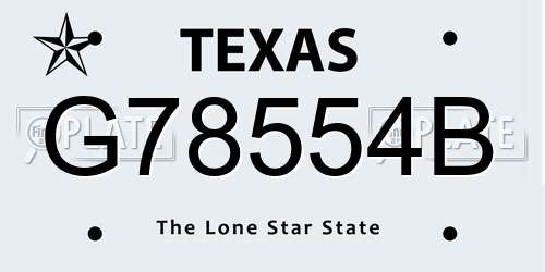 G78554B Texas License Plate
