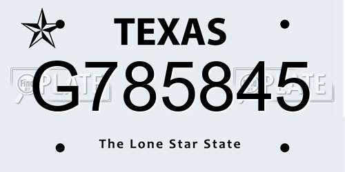 G785845 Texas License Plate