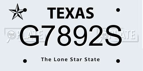 G7892S Texas License Plate