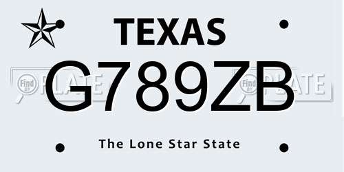 G789ZB Texas License Plate