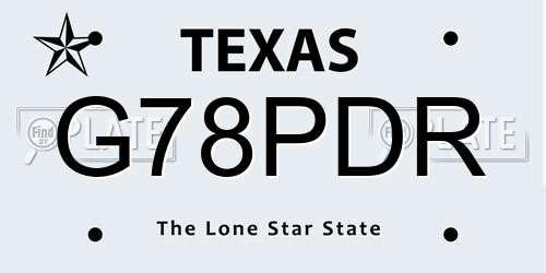 G78PDR Texas License Plate