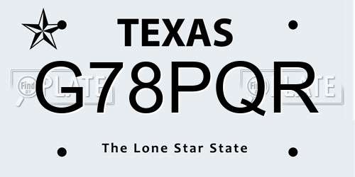 G78PQR Texas License Plate