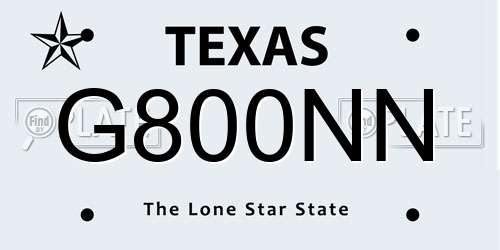 G800NN Texas License Plate