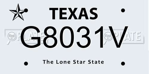 G8031V Texas License Plate