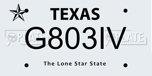 G803IV Texas License Plate