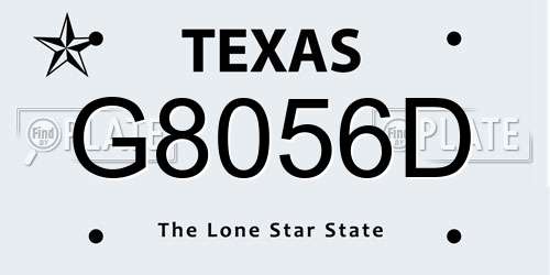 G8056D Texas License Plate