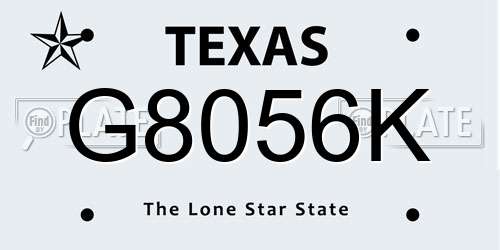 G8056K Texas License Plate