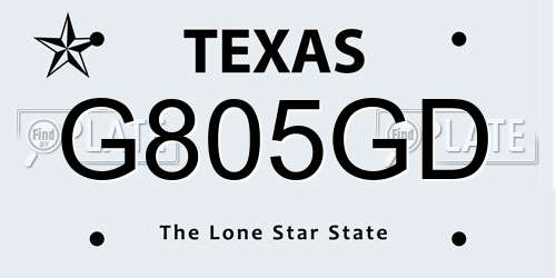 G805GD Texas License Plate