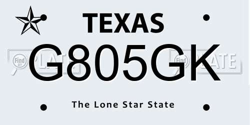 G805GK Texas License Plate