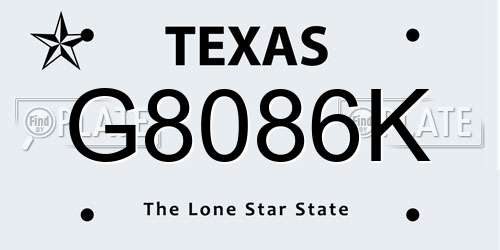 G8086K Texas License Plate