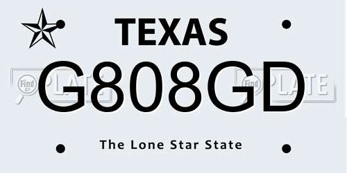 G808GD Texas License Plate