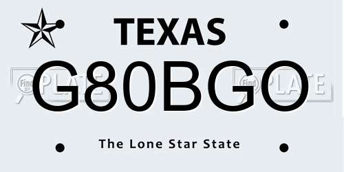 G80BGO Texas License Plate