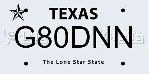 G80DNN Texas License Plate