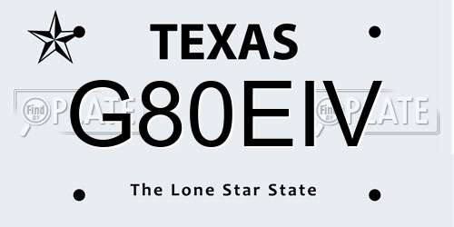 G80EIV Texas License Plate