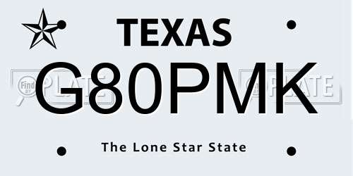 G80PMK Texas License Plate