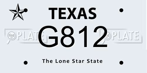G812 Texas License Plate