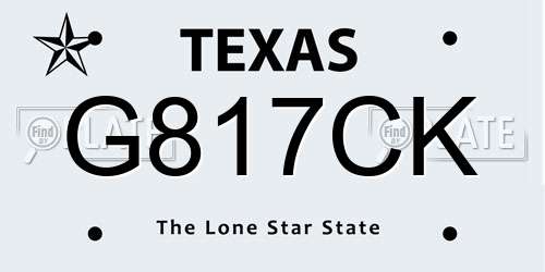 G817CK Texas License Plate