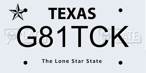 G81TCK Texas License Plate