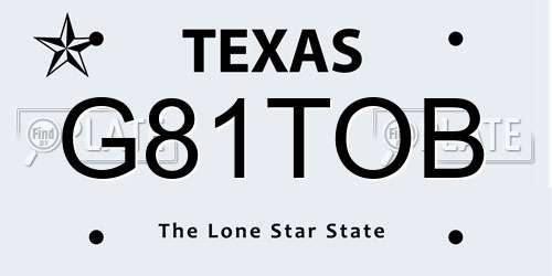 G81TOB Texas License Plate