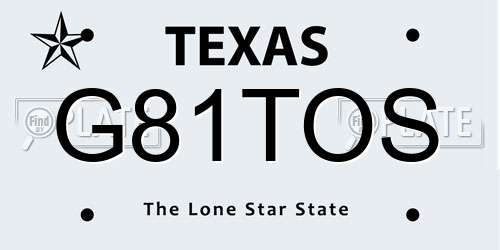 G81TOS Texas License Plate
