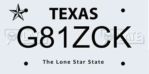 G81ZCK Texas License Plate
