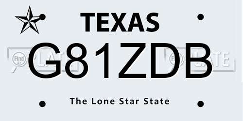 G81ZDB Texas License Plate