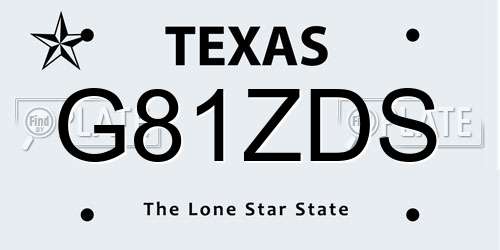G81ZDS Texas License Plate