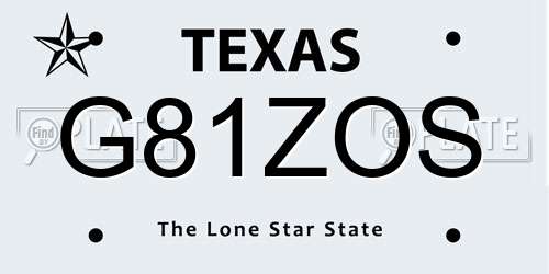 G81ZOS Texas License Plate