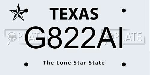 G822AI Texas License Plate