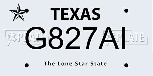 G827AI Texas License Plate