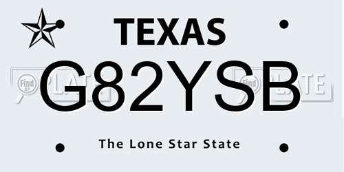 G82YSB Texas License Plate