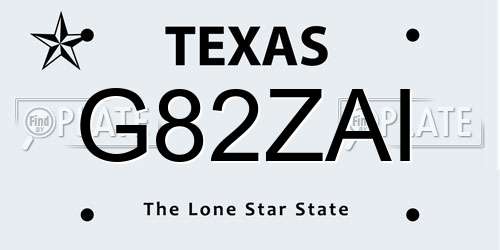 G82ZAI Texas License Plate