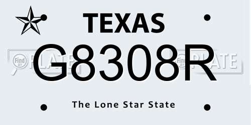G8308R Texas License Plate