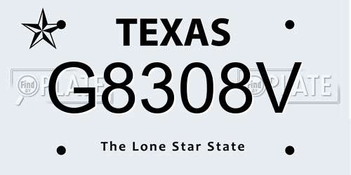 G8308V Texas License Plate