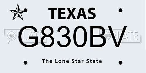 G830BV Texas License Plate