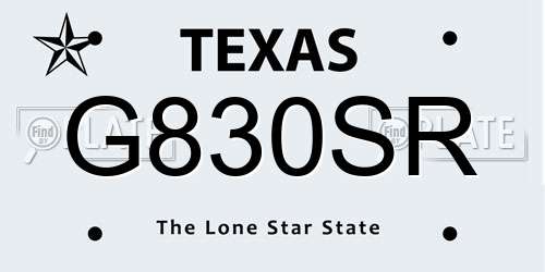 G830SR Texas License Plate