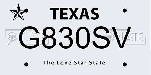 G830SV Texas License Plate