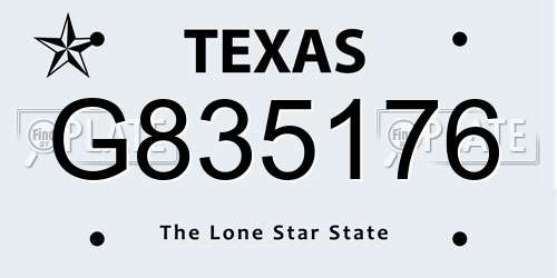 G835176 Texas License Plate