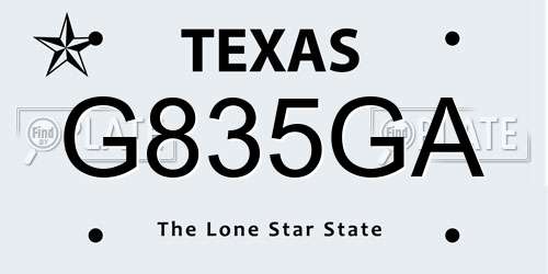 G835GA Texas License Plate