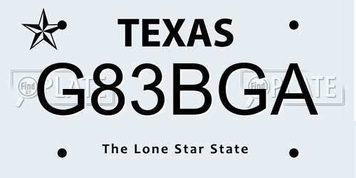 G83BGA Texas License Plate