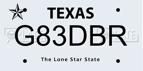 G83DBR Texas License Plate