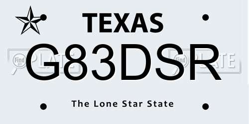 G83DSR Texas License Plate