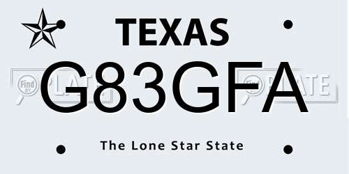 G83GFA Texas License Plate