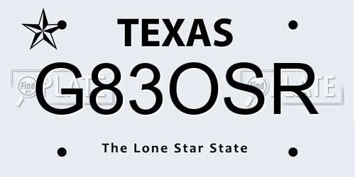 G83OSR Texas License Plate