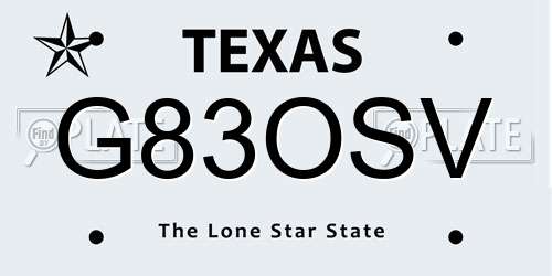 G83OSV Texas License Plate
